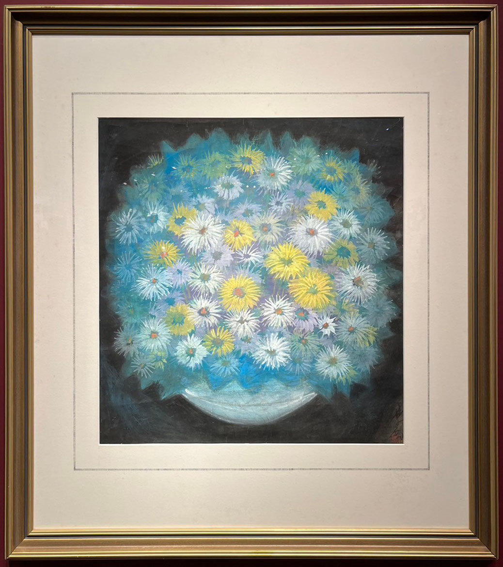 林風眠 Lin Fengmian / 百菊圖 Chrysanthemums / 67x63cm / 設色紙本、鏡框
