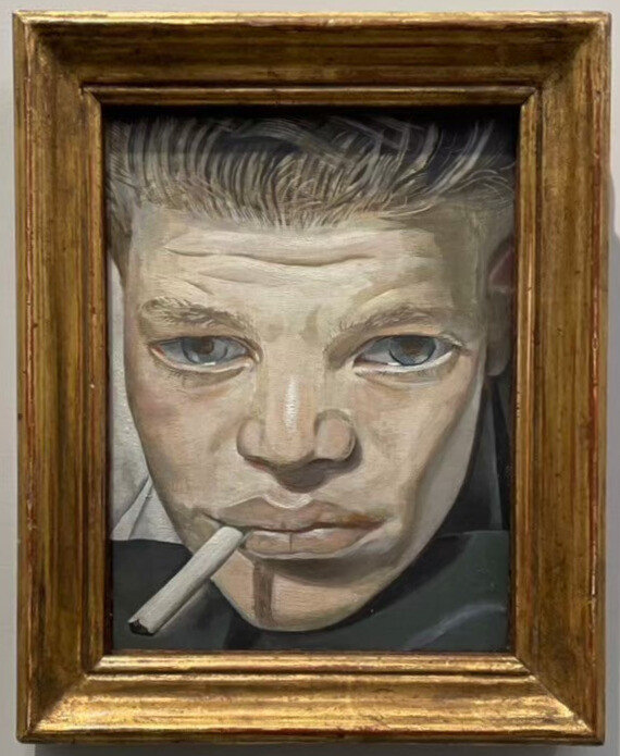 盧西安・佛洛伊德 Lucian Freud / 吸菸的男孩 Boy Smoking / 油彩、銅板 / 1950-1951