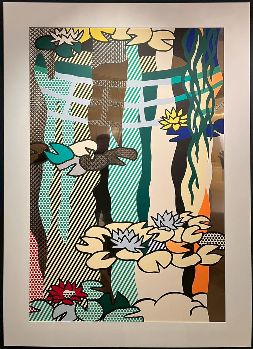 羅伊・李奇登斯坦 Roy Lichtenstein / 睡蓮與日式橋 Water Lilies with Japanese Bridge / 1992 / 彩瓷漆絲網印刷於加工旋製不鏽鋼、漆鋁框架 / 211.3x146.7cm 羅伊・李奇登斯坦 Roy Lichtenstein / 睡蓮與日式橋 Water Lilies with Japanese Bridge / 1992 / 彩瓷漆絲網印刷於加工旋製不鏽鋼、漆鋁框架 / 211.3x146.7cm